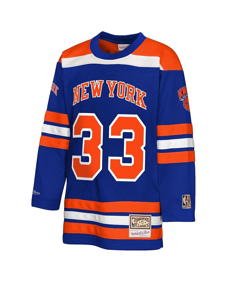 Mitchell & Ness Big Boys and Girls Patrick Ewing Blue New York Knicks Maxxed Out 2.0 Fashion Hockey Jersey