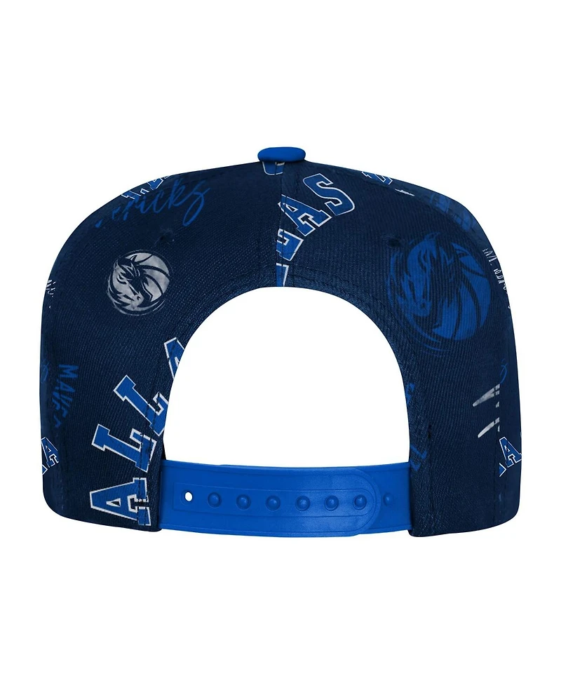 Outerstuff Big Boys and Girls Navy Dallas Mavericks Street Hooper Allover Print Snapback Hat