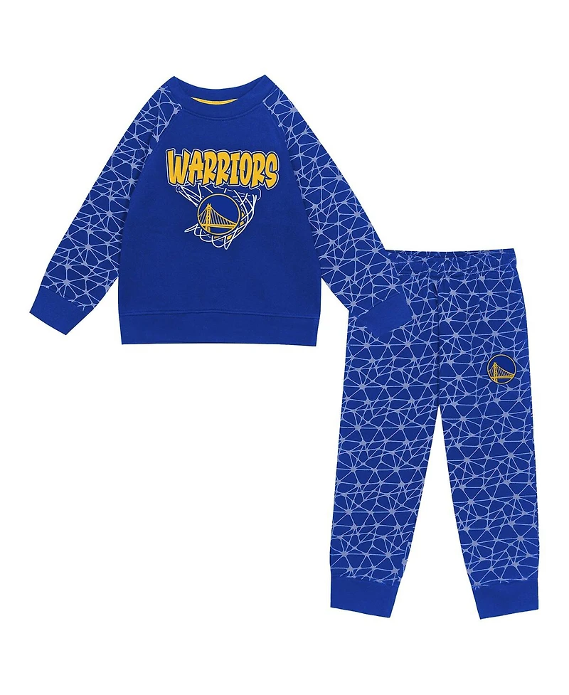 Outerstuff Toddler 2-Piece Royal Golden State Warriors Nothing But Net Fleece Sweatshirt and Pants Set