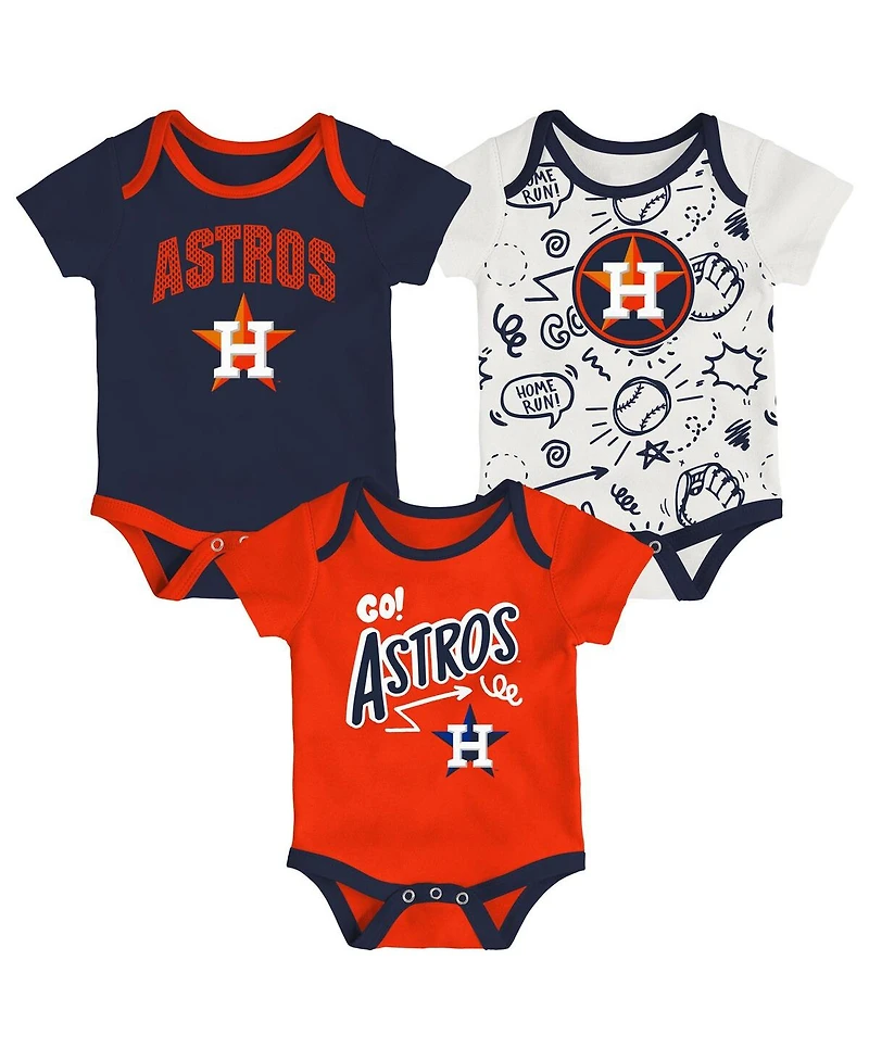 Outerstuff Baby Boys and Girls 3-Piece Houston Astros All Day Play Bodysuit Set