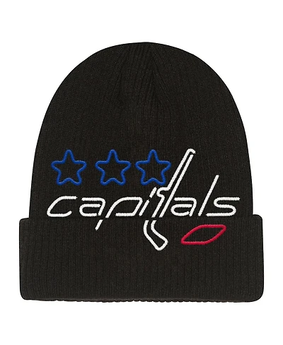 Mitchell & Ness Big Boys and Girls Black Washington Capitals Neon Line Lights Cuffed Knit Hat