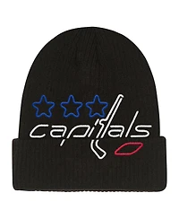 Mitchell & Ness Big Boys and Girls Black Washington Capitals Neon Line Lights Cuffed Knit Hat