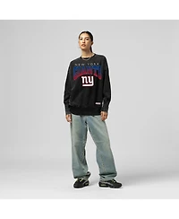 Women's Black New York Giants Delineate Mineral Wash Crewneck Sweatshirt