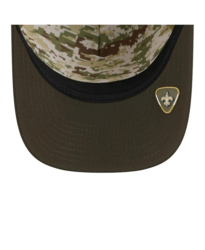New Era Men's Green New Orleans Saints 2025 Salute to Service 9FORTY A-Frame M-Crown Adjustable Hat
