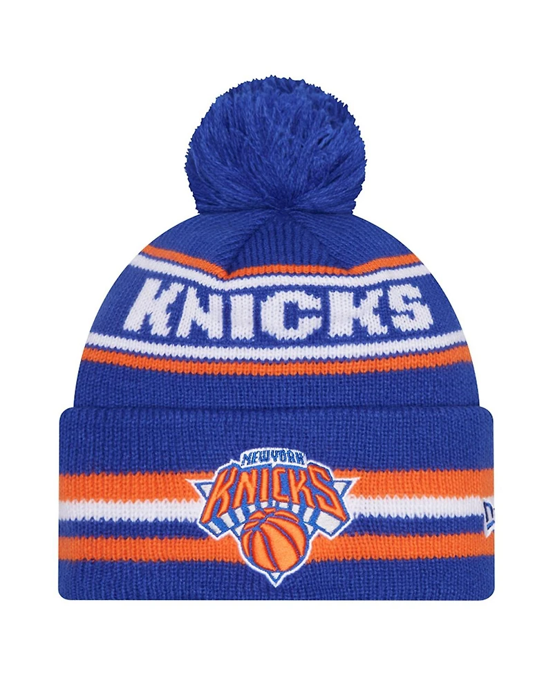 New Era Men's Blue New York Knicks Classic Cuffed with Pom Knit Hat