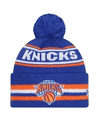 New Era Men's Blue New York Knicks Classic Cuffed with Pom Knit Hat