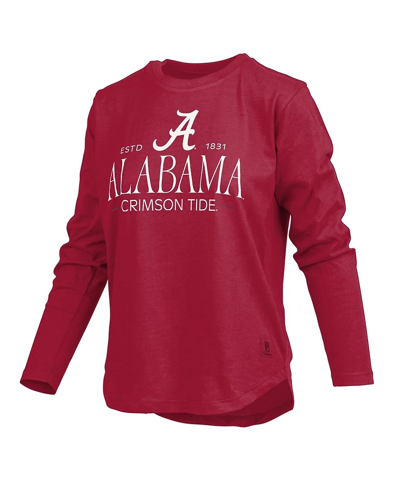 Pressbox Women's Crimson Alabama Crimson Tide Silver on Long Sleeve T-Shirt