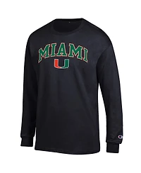Champion Men's  Miami Hurricanes Arch Over Logo Long Sleeve T-Shirt