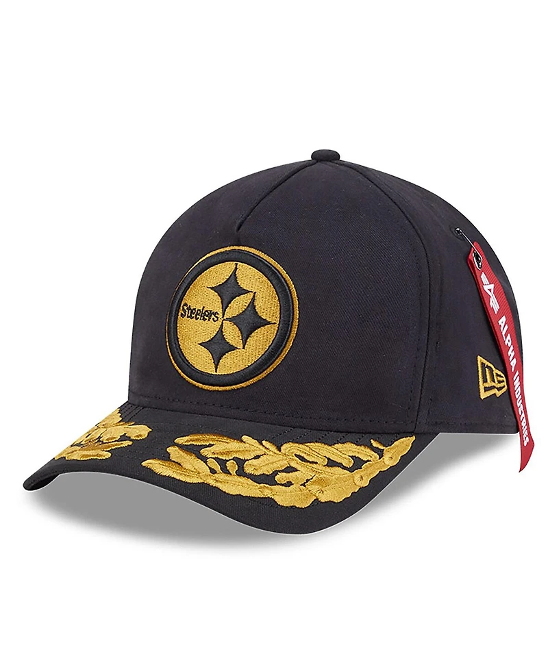 New Era Men's Black Pittsburgh Steelers A-Frame 9FORTY Adjustable Hat