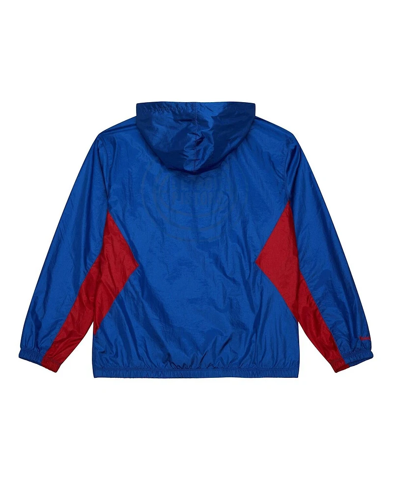Mitchell & Ness Men's Blue Detroit Pistons Playmaker Full-Zip Hooded Windbreaker Jacket