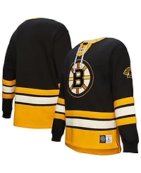 Mitchell & Ness Men's Black Boston Bruins Heritage Lace-Up Pullover Sweatshirt