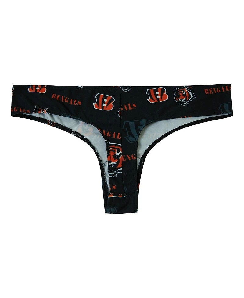Concepts Sport Women's Black Cincinnati Bengals Mosaic All Over Print Thong