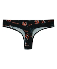 Concepts Sport Women's Black Cincinnati Bengals Mosaic All Over Print Thong