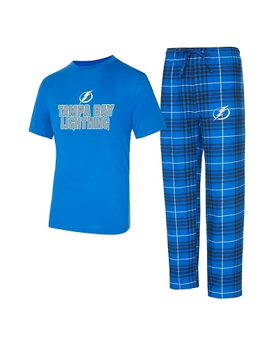 Concepts Sport Men's 2-Piece Blue/Black Tampa Bay Lightning Vector Top and Pants Sleep Set