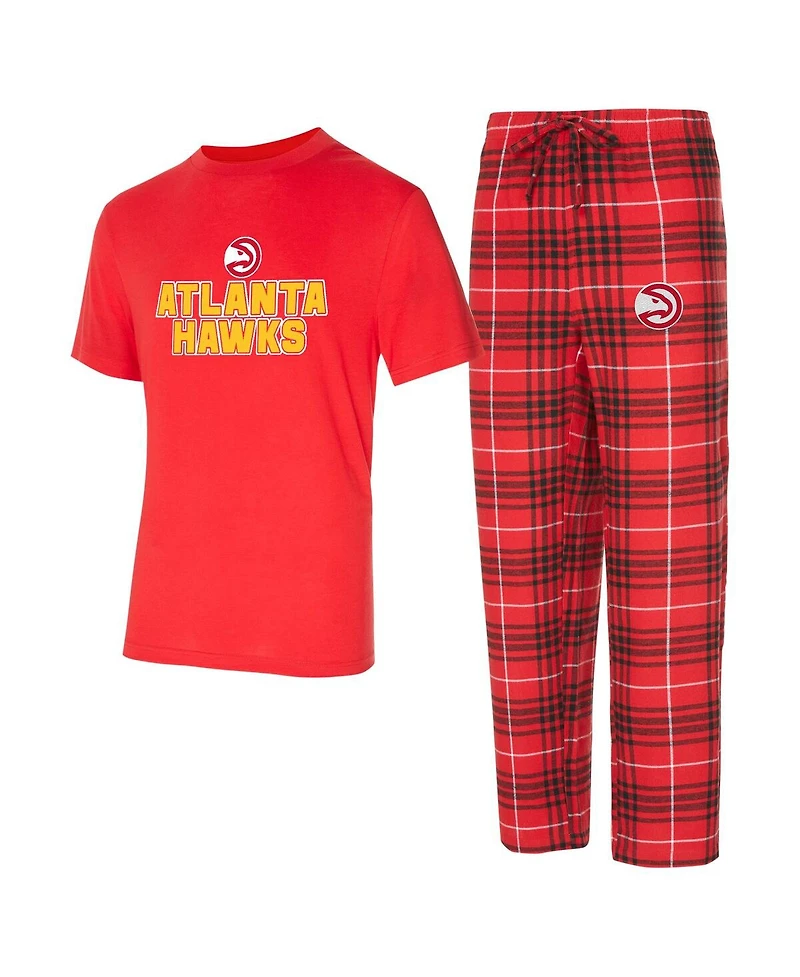 Concepts Sport Men's 2-Piece Red/Black Atlanta Hawks Vector Top and Flannel Pants Sleep Set