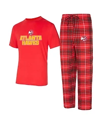 Concepts Sport Men's 2-Piece Red/Black Atlanta Hawks Vector Top and Flannel Pants Sleep Set