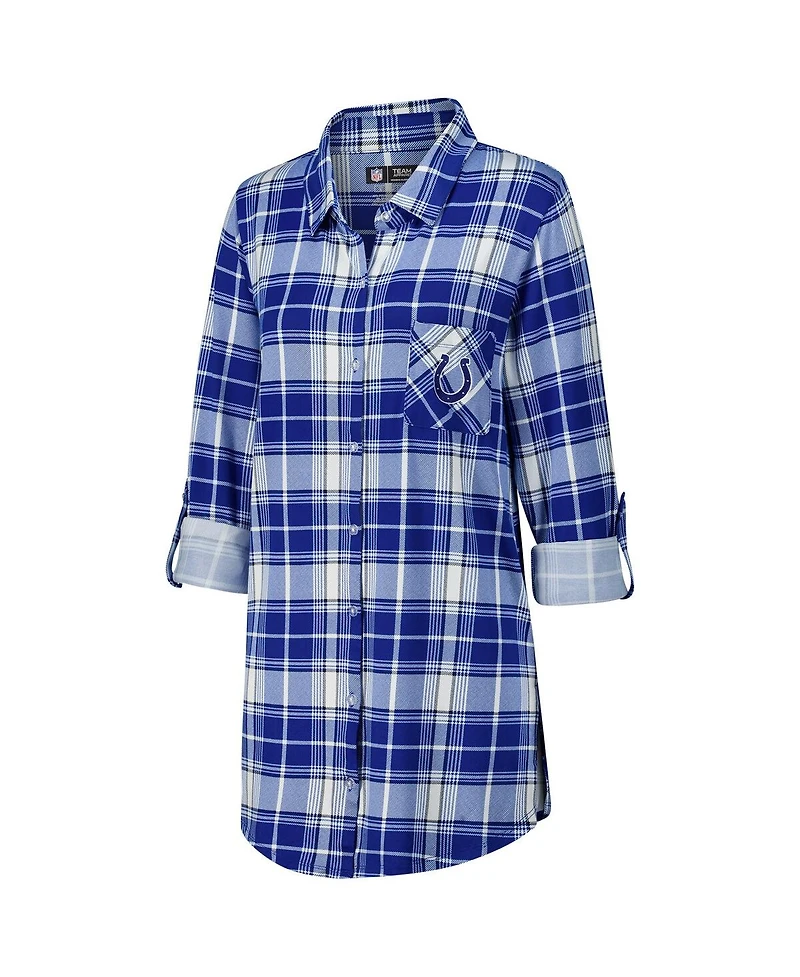 Concepts Sport Women's Royal Indianapolis Colts Ashford Plaid Knit Nightshirt