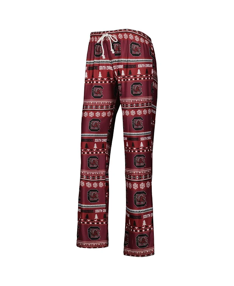 Concepts Sport Women's 2-Piece Garnet South Carolina Gamecocks Holiday Long Sleeve Top and Pants Sleep Set