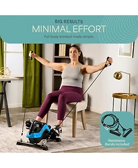 LifePro Under Desk Bike Pedal Exerciser with Resistance Bands, Arm and Leg Mini Stationary Bike, Desk Workout, Fitness App Compatible