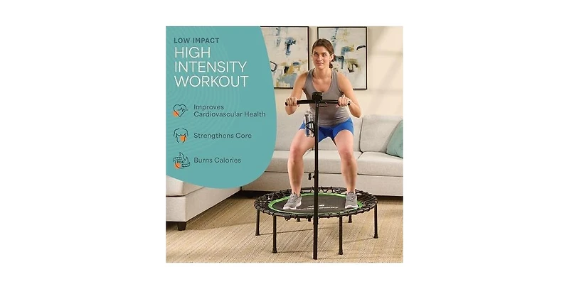 Lifepro JumpTrack 40" Rebounder Trampoline with Jump Counter – Silent Bungee – 225/350 lb Capacity – Low-Impact Home Exercise