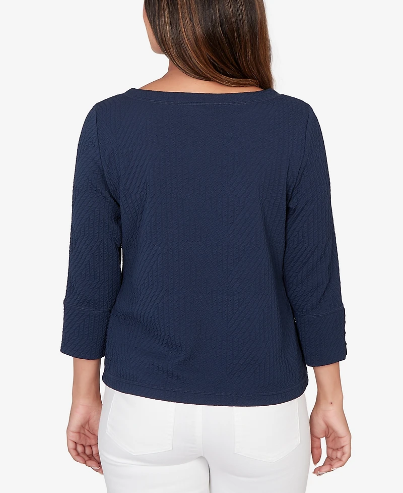 Ruby Rd. Petite Abstract Textured Pucker Knit Boxy Top