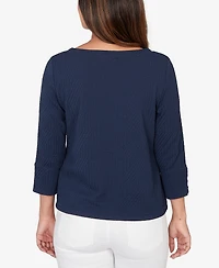 Ruby Rd. Petite Abstract Textured Pucker Knit Boxy Top