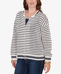 Ruby Rd. Petite Mesh Stitch Zip Sweater Jacket
