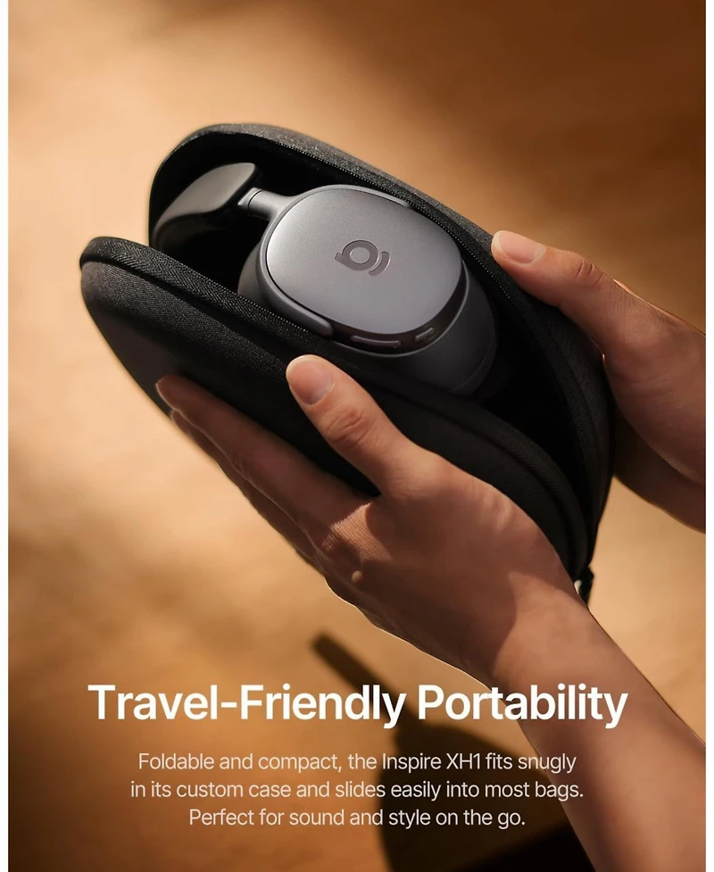 Baseus Inspire XH1 Wireless Headphones Bundle with 10,000mAh Power Bank, Adaptive Noise Cancelling, Hi-Res Over-Ear