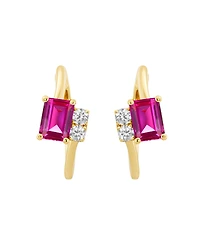 Macy's Lab-Grown Ruby (1-1/3 ct. t.w.) & White Sapphire (1/5 ct. t.w.) Earring in 14k Gold Over Sterling Silver (also in Emerald & Sapphire)