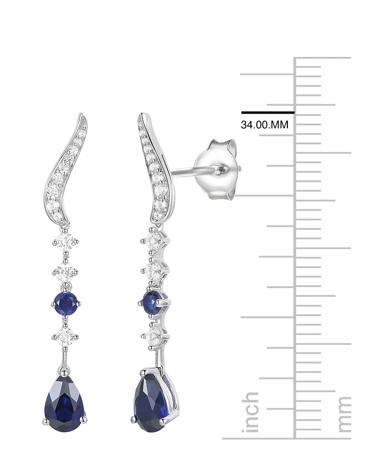 Macy's Lab-Grown Ruby (1/6 ct. t.w.) & White Sapphire (1/2 ct. t.w.) Earring in 14k Gold Over Sterling Silver (also in Emerald & Sapphire)