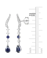 Macy's Lab-Grown Ruby (1/6 ct. t.w.) & White Sapphire (1/2 ct. t.w.) Earring in 14k Gold Over Sterling Silver (also in Emerald & Sapphire)