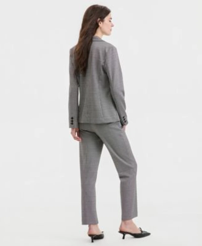 Liverpool Los Angeles Womens Notch Collar Fitted Blazer Sleeveless Lace Knit Top Kayla Straight Leg Pants