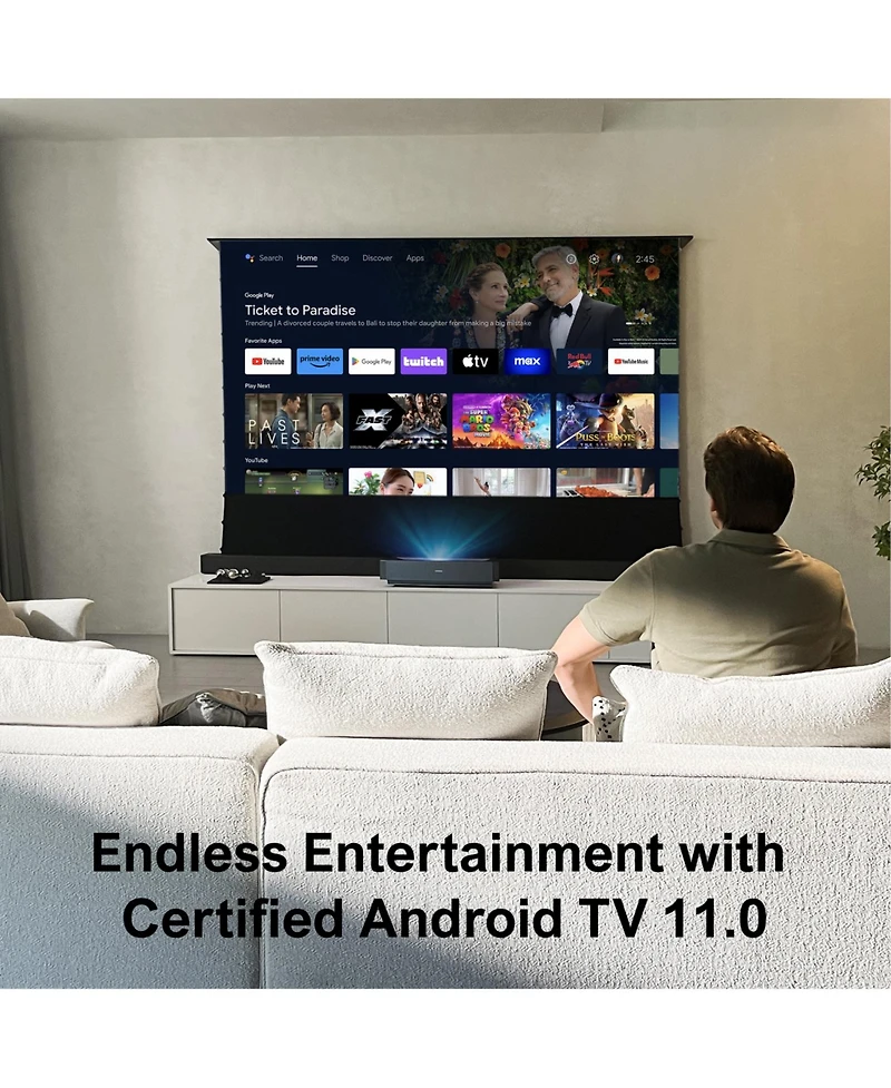 Ultimea Thor T60 4K Ust Laser Tv, 4000 Ansi Lumens, Dolby Vision, HDR10, 120% Bt.2020, Android Tv, 100” from 7.2”