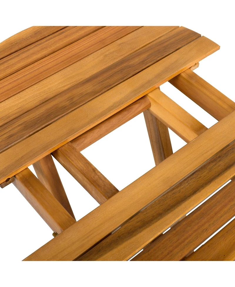 Streamdale Furniture Foldable Acacia Wood End Table - Adjustable & Sturdy