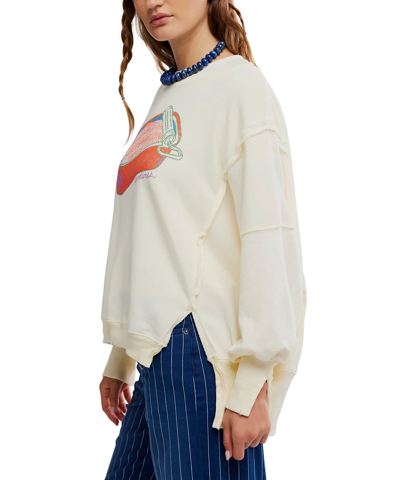 Free People Women's Graphic Camden High-Low Sweatshirt