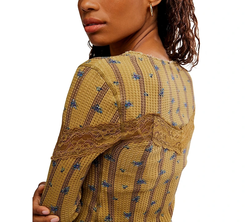 Free People Women's Lets Party Cardi-Print Square Neck Top