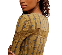 Free People Women's Lets Party Cardi-Print Square Neck Top