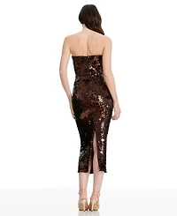 Dress the Population Women's Sweetheart Neck Midi