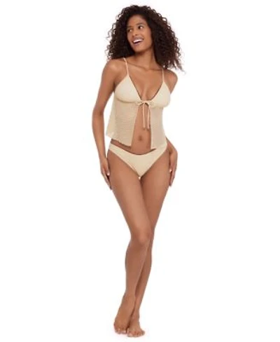 Steve Madden Womens Tie Front Crop Tankini Top Scoop Hipster Bottoms