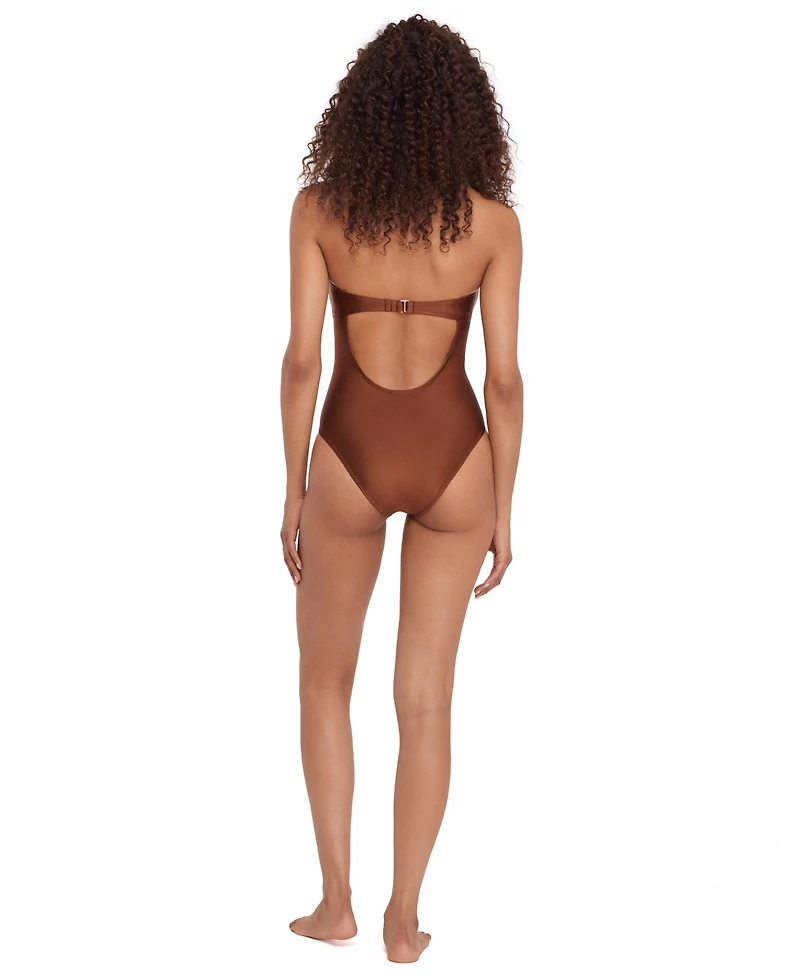 Steve Madden Women's Bandeau Neck One-Piece Swimsuit