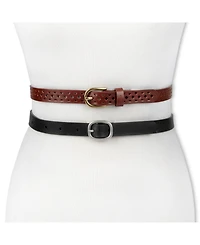 Levi's Women's 2-Pack Perforated and Reversible Skinny Casual Belt Set