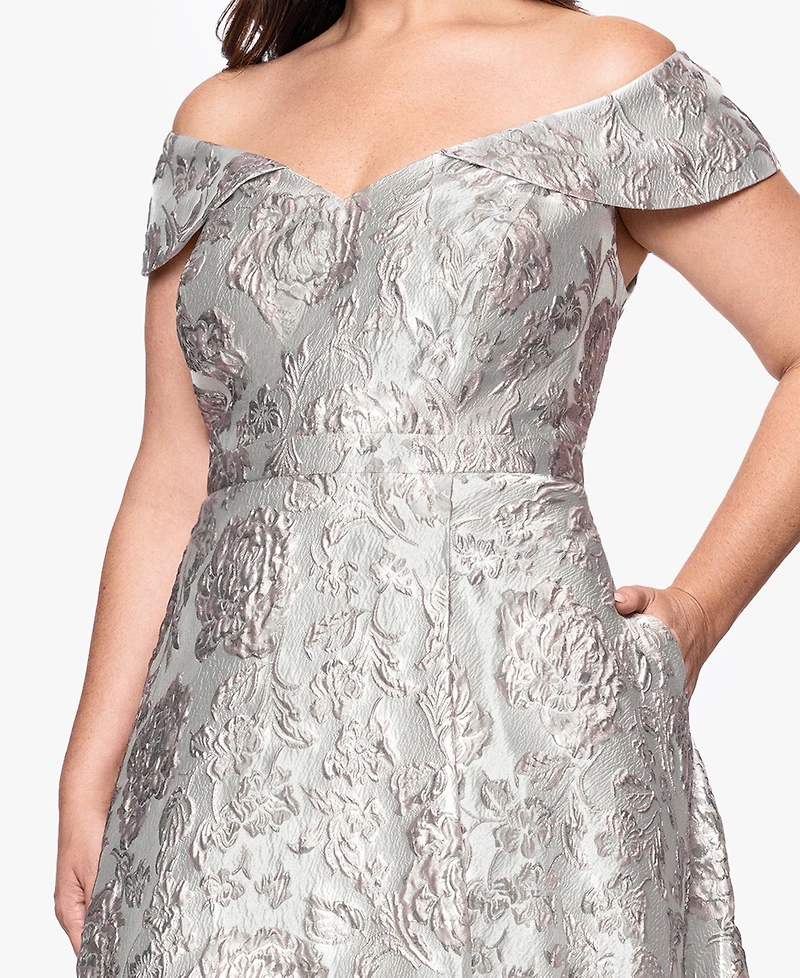 Xscape Plus Off The Shoulder Long Ball Gown