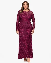 Xscape Plus Crewneck Long-Sleeve Dress