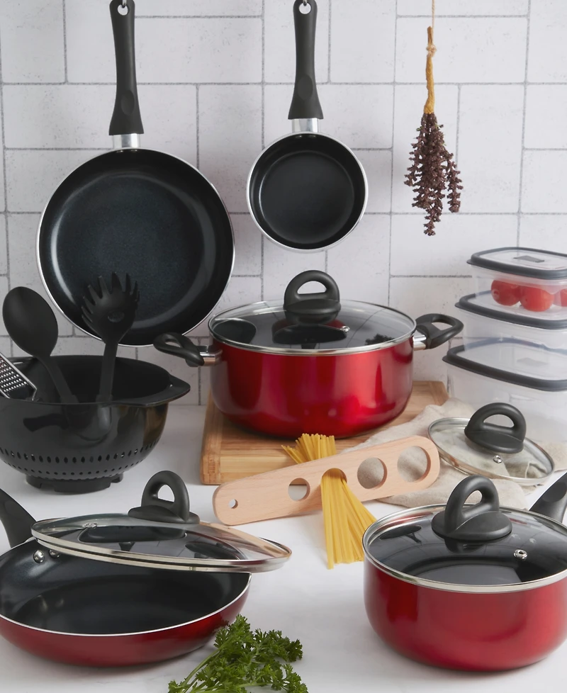 Basic Essentials Nonstick Aluminum 20-Pc. Cookware Set