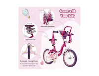 14 Inch Kids Bike with Doll Seat and Removable Training Wheels for 3-7 Years Old