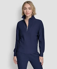 Dkny Women's Tech Ottoman Mock Neck Half-Zip Top