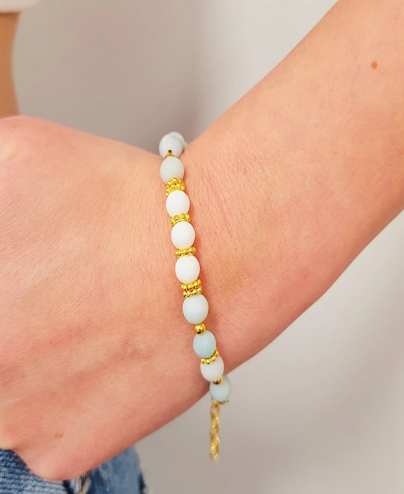 Women's Nurelle Ain Bracelet with Amazonite and White Jade Beads