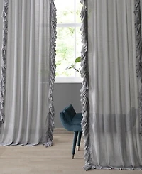 Half Price Drapes Ruffled Faux Linen Sheer Curtain