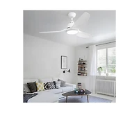 Sofucor 52-inch Modern White 3-Blade Ceiling Fan with Six Speed Remote Control and Timing Function for Indoor