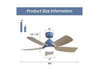 Sofucor 42″ Dark Blue Ceiling Fan, 5 Blades, 6-Speed Remote, Forward/Reverse for Bedrooms, Kitchens & Living Rooms